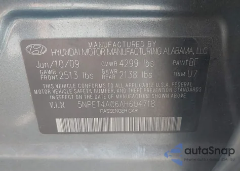 2010 Hyundai Sonata Gls из США, поврежденный, VIN 5NPET4AC6AH604718